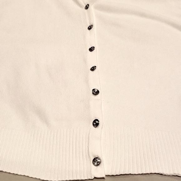 Women’s Inc. White cardigan with rhinestone buttons - Picture 8 of 8